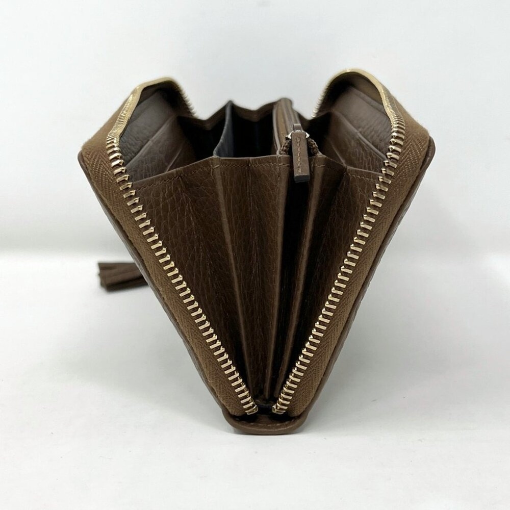 Gucci Brown Leather Zip Around Wallet Bamboo Tassel Large - Picture 5 of 7